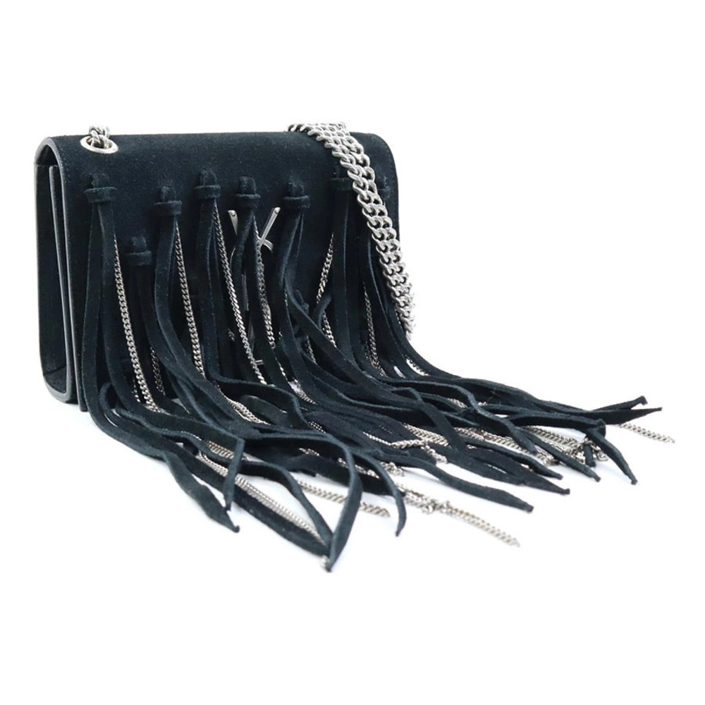 Saint Laurent shoulder bag suede black silver
